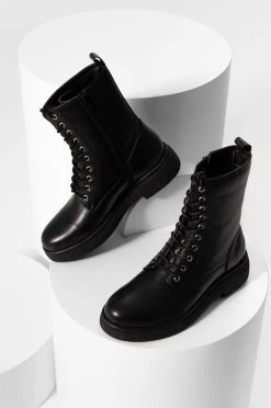 Γυναικεία Μποτάκια Δερμάτινα Workers Answear Lab μαύρο,