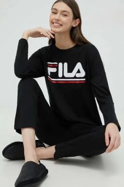 Γυναικεία φόρμες Βαμβακερή φόρμα Fila μαύρο