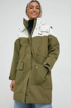 Γυναικεία Μακριά μπουφάν Μπουφάν Fila πράσινο,